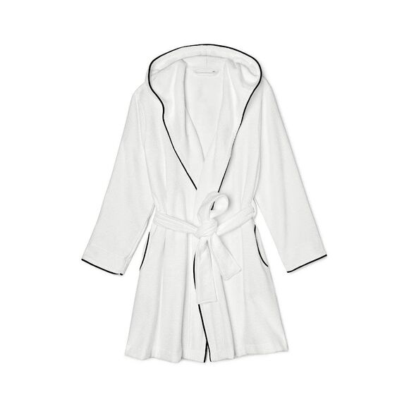 Riley Luxury Hooded Waffle Robe - White - Unisex - Size Small - Picture 1 of 5